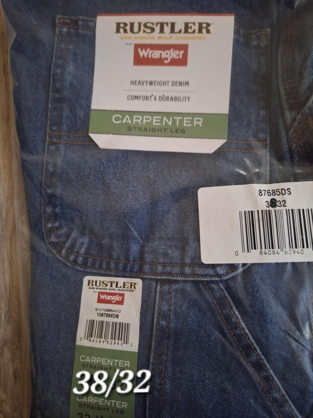Wrangler Carpenter Straight Leg Jeans - Denim Blue